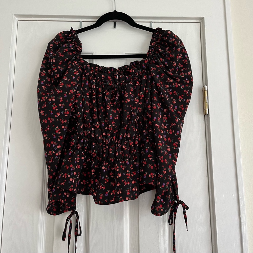 Floral Black Top